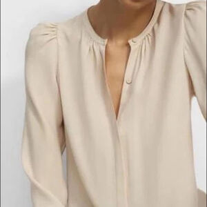 Theory Ruched Silk Blouse Georgette - Size S